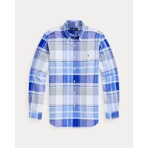 POLO RALPH LAUREN Mens Classic Fit Blue Plaid Oxford Dress Shirt 4XB Tall Preppy